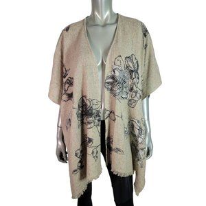 Anthropologie Petanu by Pashma Cardigan One Size Floral Cashmere Wool Silk Beige